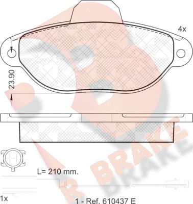 R Brake RB1844 - Kit pastiglie freno, Freno a disco autozon.pro