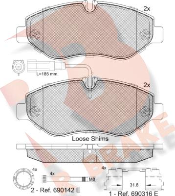 R Brake RB1846-066 - Kit pastiglie freno, Freno a disco autozon.pro