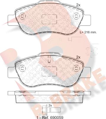 R Brake RB1843-203 - Kit pastiglie freno, Freno a disco autozon.pro