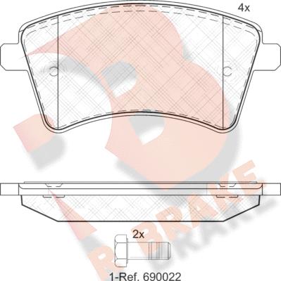 R Brake RB1854-200 - Kit pastiglie freno, Freno a disco autozon.pro