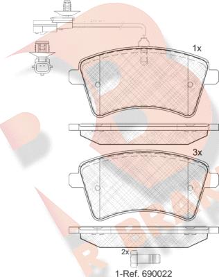 R Brake RB1854-203 - Kit pastiglie freno, Freno a disco autozon.pro