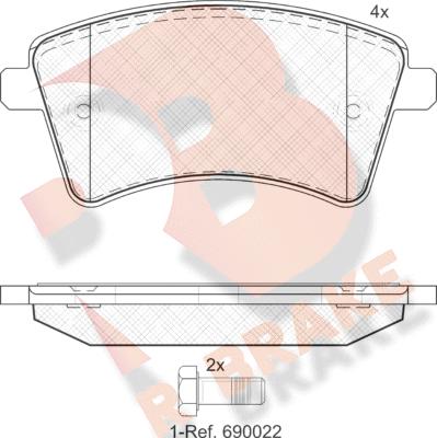 R Brake RB1854 - Kit pastiglie freno, Freno a disco autozon.pro