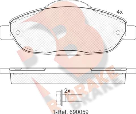 R Brake RB1851 - Kit pastiglie freno, Freno a disco autozon.pro