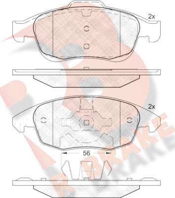 R Brake RB1852 - Kit pastiglie freno, Freno a disco autozon.pro