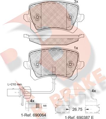 R Brake RB1857-203 - Kit pastiglie freno, Freno a disco autozon.pro