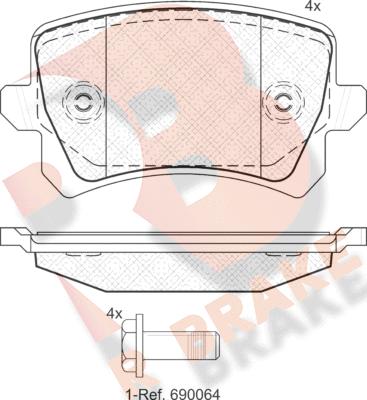 R Brake RB1857 - Kit pastiglie freno, Freno a disco autozon.pro