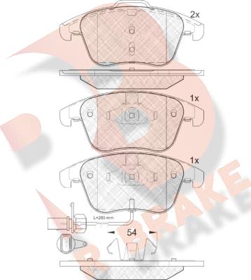 R Brake RB1864 - Kit pastiglie freno, Freno a disco autozon.pro