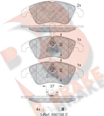 R Brake RB1865 - Kit pastiglie freno, Freno a disco autozon.pro