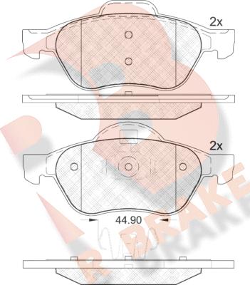 R Brake RB1860 - Kit pastiglie freno, Freno a disco autozon.pro