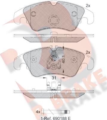 R Brake RB1862-203 - Kit pastiglie freno, Freno a disco autozon.pro