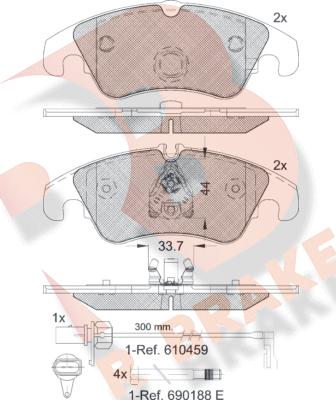 R Brake RB1862 - Kit pastiglie freno, Freno a disco autozon.pro