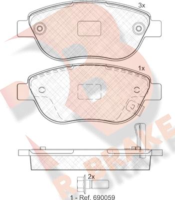 R Brake RB1809 - Kit pastiglie freno, Freno a disco autozon.pro