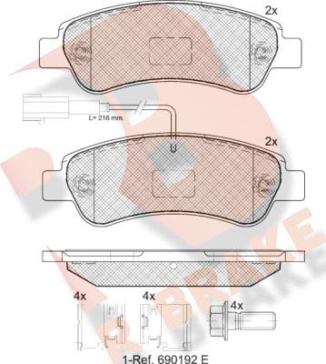 R Brake RB1804-203 - Kit pastiglie freno, Freno a disco autozon.pro