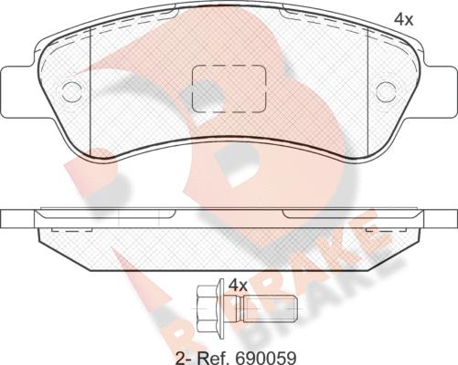 R Brake RB1804 - Kit pastiglie freno, Freno a disco autozon.pro