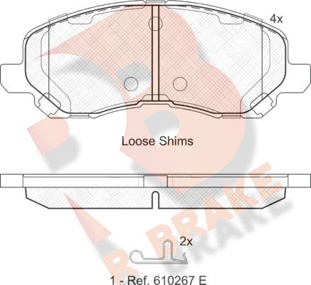 R Brake RB1806 - Kit pastiglie freno, Freno a disco autozon.pro