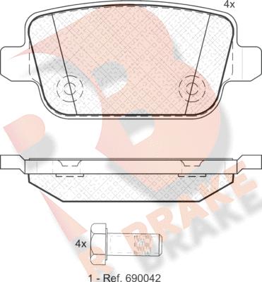 R Brake RB1801 - Kit pastiglie freno, Freno a disco autozon.pro