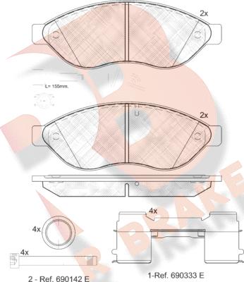 R Brake RB1803-203 - Kit pastiglie freno, Freno a disco autozon.pro