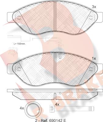 R Brake RB1803 - Kit pastiglie freno, Freno a disco autozon.pro