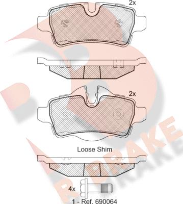 R Brake RB1812 - Kit pastiglie freno, Freno a disco autozon.pro