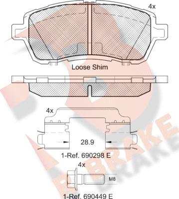 R Brake RB1881-204 - Kit pastiglie freno, Freno a disco autozon.pro