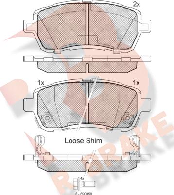 R Brake RB1881 - Kit pastiglie freno, Freno a disco autozon.pro