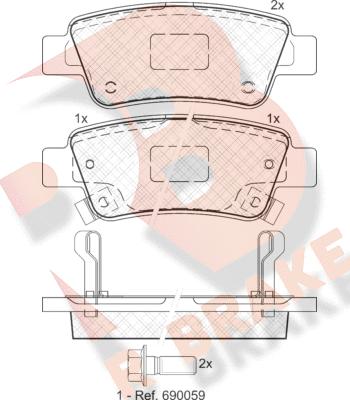 R Brake RB1888 - Kit pastiglie freno, Freno a disco autozon.pro