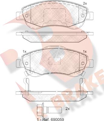 R Brake RB1887 - Kit pastiglie freno, Freno a disco autozon.pro