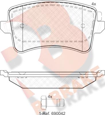 R Brake RB1835 - Kit pastiglie freno, Freno a disco autozon.pro