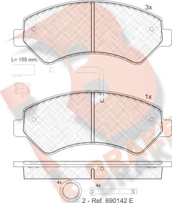 R Brake RB1836 - Kit pastiglie freno, Freno a disco autozon.pro