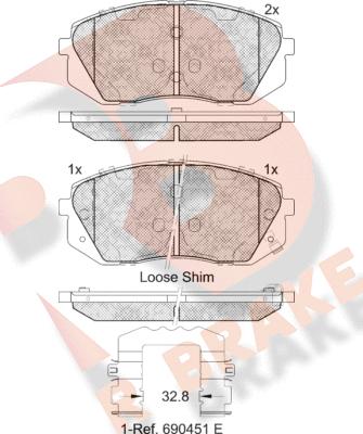 R Brake RB1826-202 - Kit pastiglie freno, Freno a disco autozon.pro