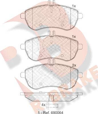 R Brake RB1821 - Kit pastiglie freno, Freno a disco autozon.pro