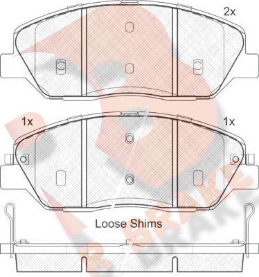 R Brake RB1828 - Kit pastiglie freno, Freno a disco autozon.pro