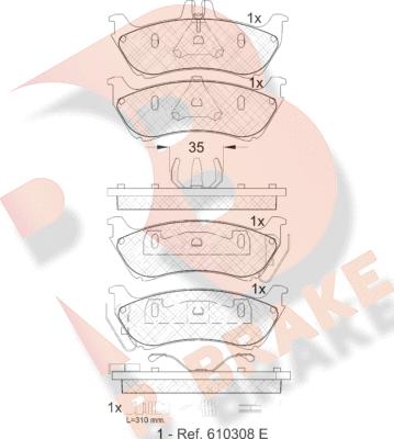 R Brake RB1392 - Kit pastiglie freno, Freno a disco autozon.pro