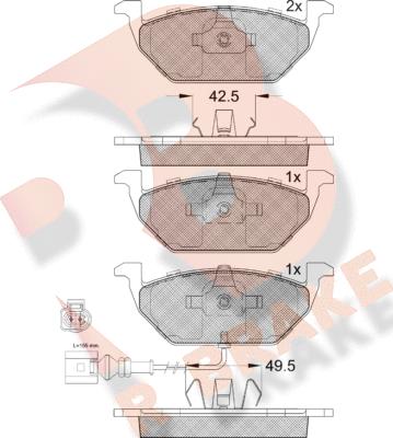 R Brake RB1349-400 - Kit pastiglie freno, Freno a disco autozon.pro