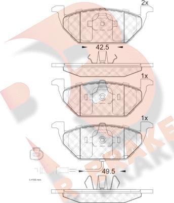 R Brake RB1349 - Kit pastiglie freno, Freno a disco autozon.pro