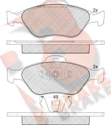 R Brake RB1343 - Kit pastiglie freno, Freno a disco autozon.pro