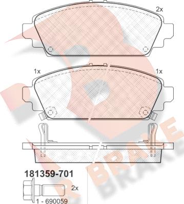 R Brake RB1359-701 - Kit pastiglie freno, Freno a disco autozon.pro