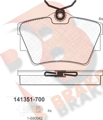 R Brake RB1351-700 - Kit pastiglie freno, Freno a disco autozon.pro