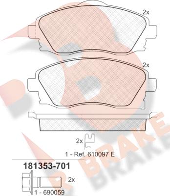 R Brake RB1353-701 - Kit pastiglie freno, Freno a disco autozon.pro