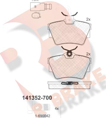 R Brake RB1352-700 - Kit pastiglie freno, Freno a disco autozon.pro