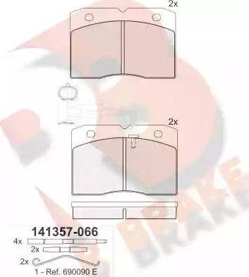 R Brake RB1357-066 - Kit pastiglie freno, Freno a disco autozon.pro