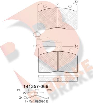 R Brake RB1357 - Kit pastiglie freno, Freno a disco autozon.pro