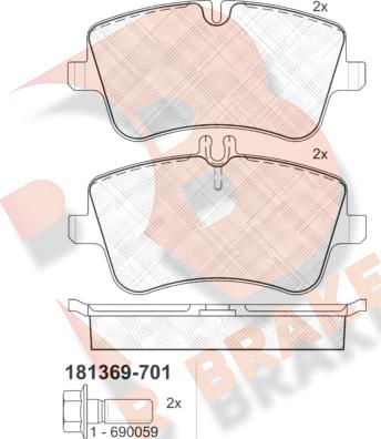 R Brake RB1369-701 - Kit pastiglie freno, Freno a disco autozon.pro