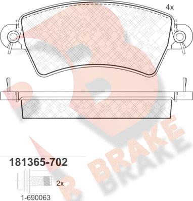 R Brake RB1365-702 - Kit pastiglie freno, Freno a disco autozon.pro