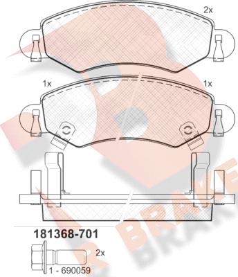 R Brake RB1368-701 - Kit pastiglie freno, Freno a disco autozon.pro