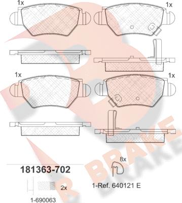 R Brake RB1363-702 - Kit pastiglie freno, Freno a disco autozon.pro