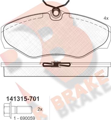 R Brake RB1315-701 - Kit pastiglie freno, Freno a disco autozon.pro