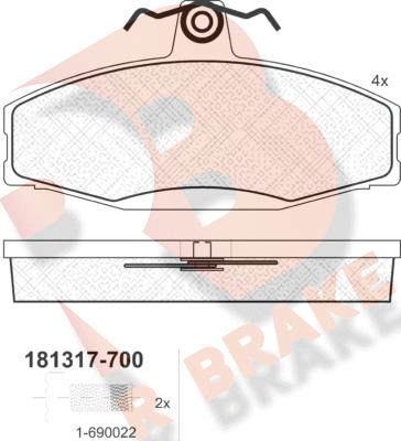 R Brake RB1317-700 - Kit pastiglie freno, Freno a disco autozon.pro