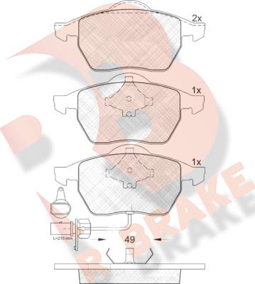 R Brake RB1384 - Kit pastiglie freno, Freno a disco autozon.pro