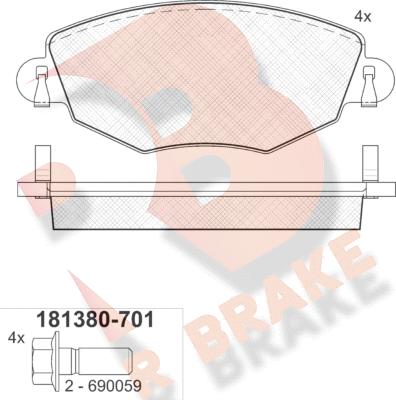 R Brake RB1380-701 - Kit pastiglie freno, Freno a disco autozon.pro